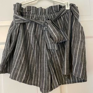Striped paper bag shorts